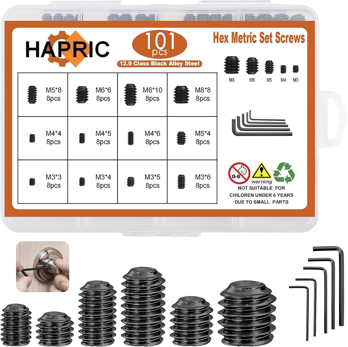 101-Piece Metric Set Screw Kit, 12.9 by Hapric