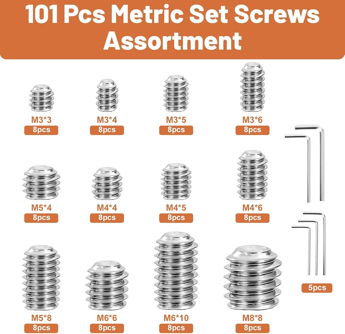 101-Piece Metric Set Screw Kit, 304 Stainless, view 2