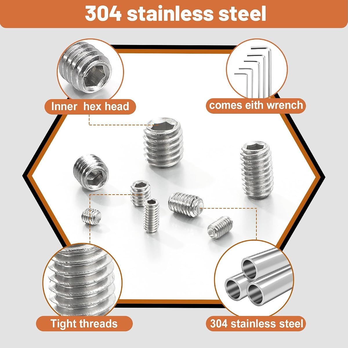 101-Piece Metric Set Screw Kit, 304 Stainless, view 3