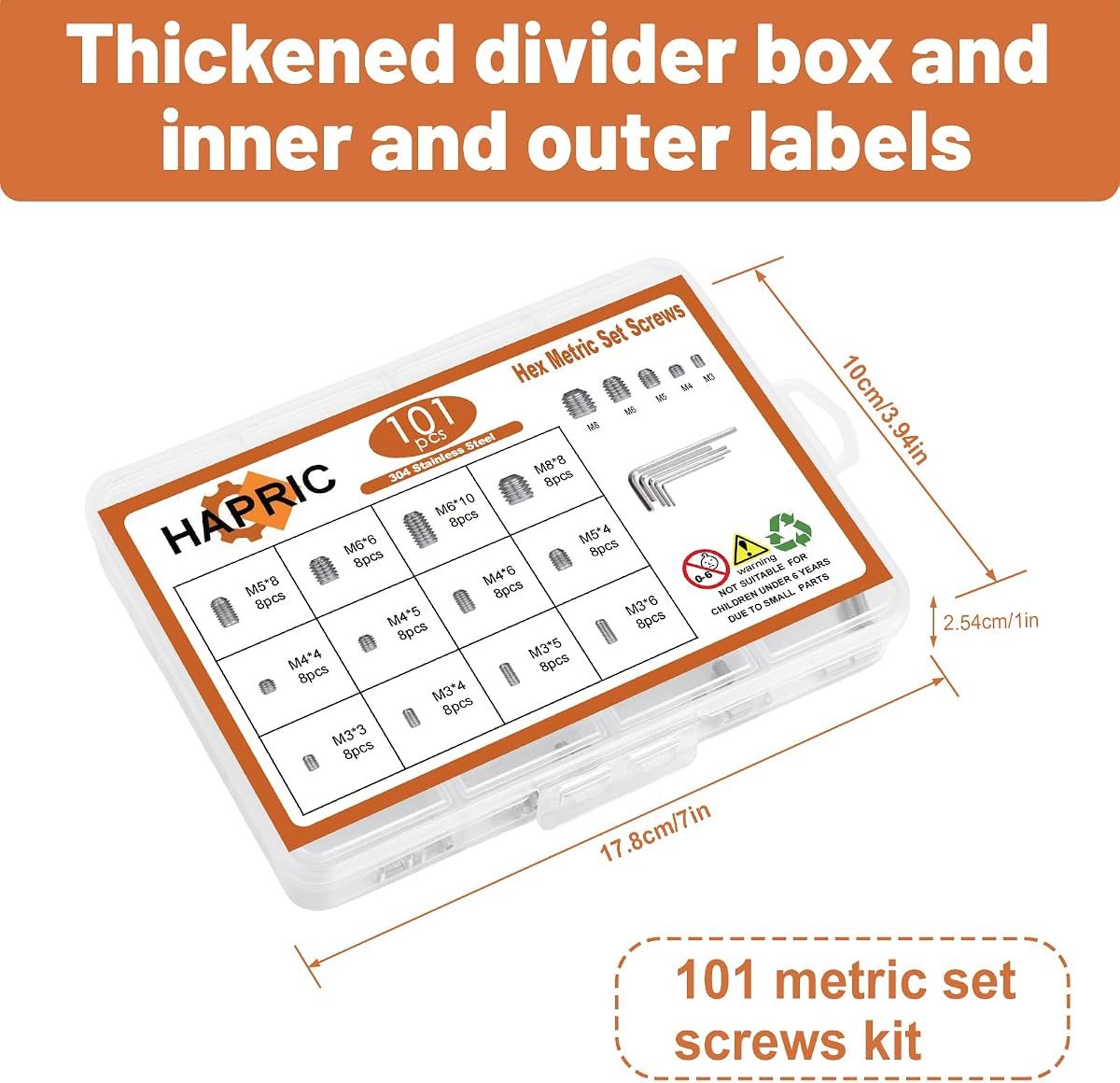 101-Piece Metric Set Screw Kit, 304 Stainless, view 5