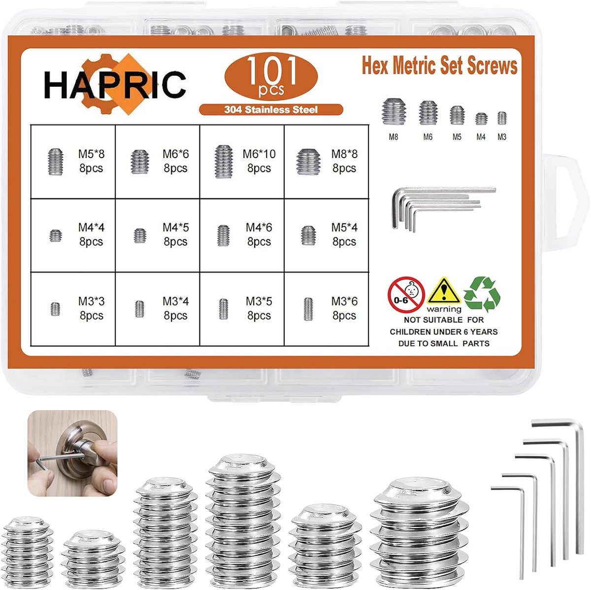 101-Piece Metric Set Screw Kit, 304 Stainless by Hapric