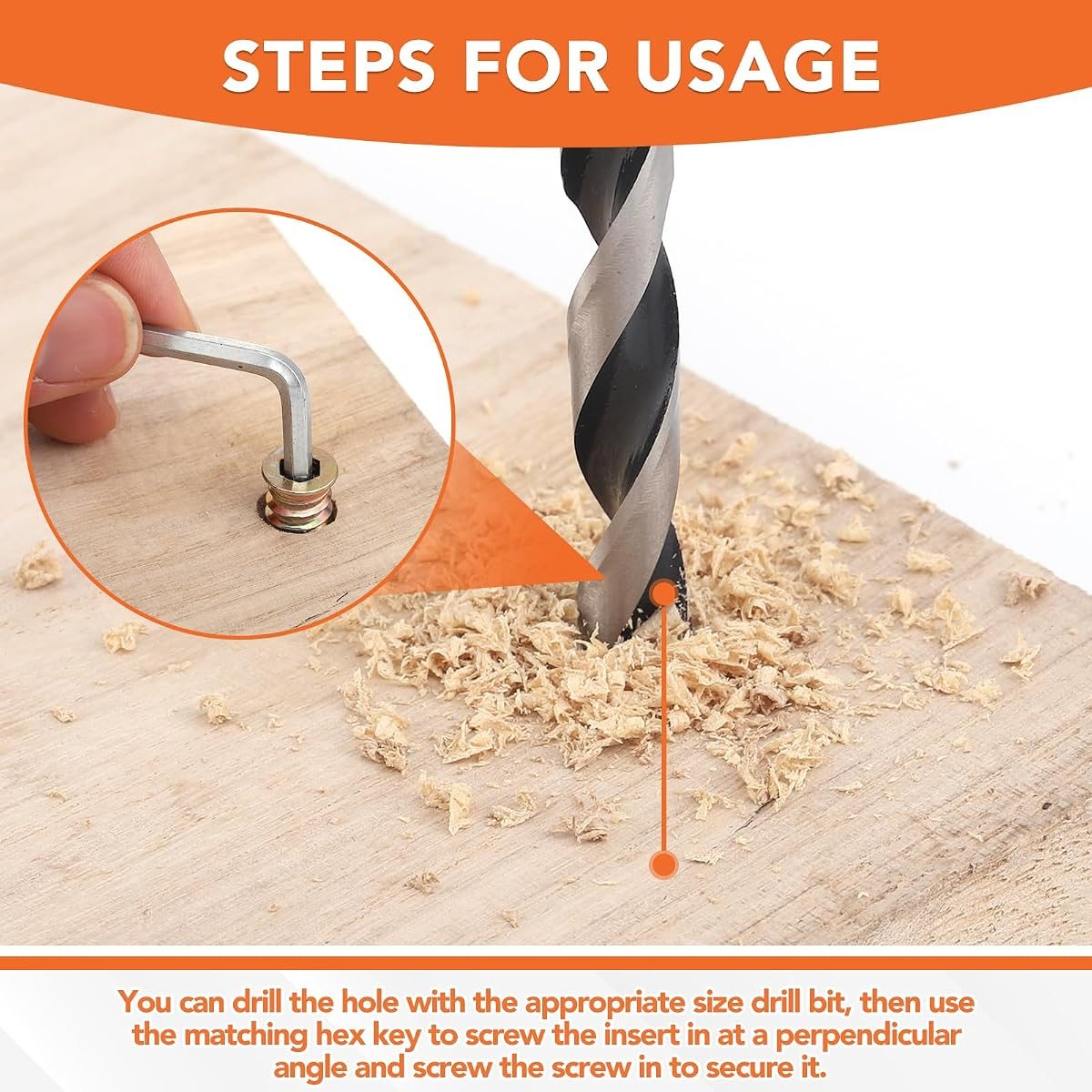 120-Piece 1/4-20 Threaded Insert Kit for Wood, view 5