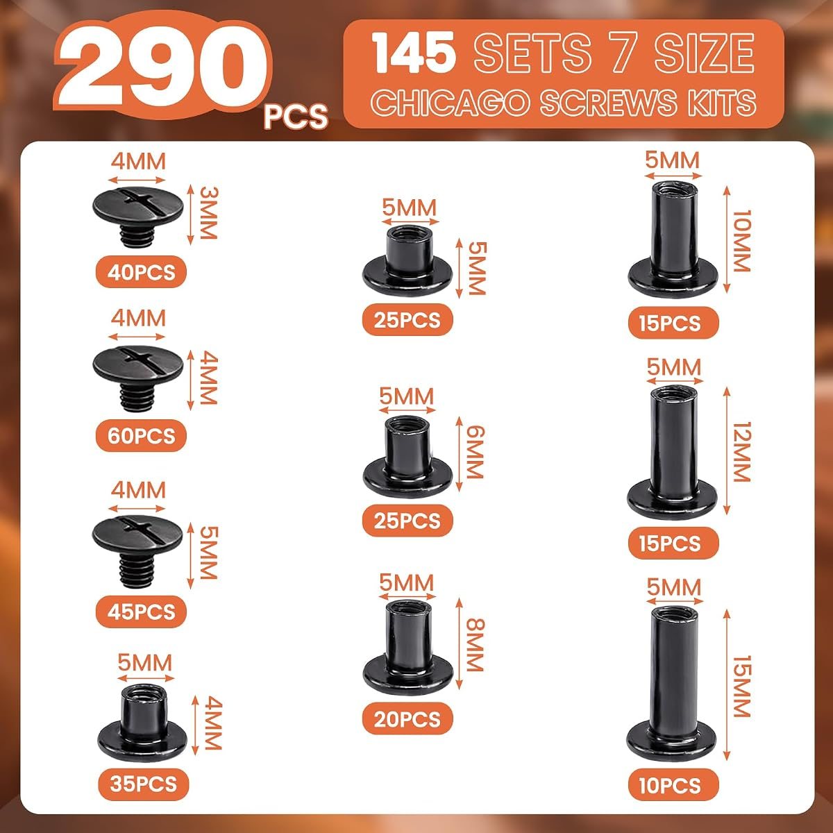 145 Sets Chicago Screws, Gunmetal Black, view 2