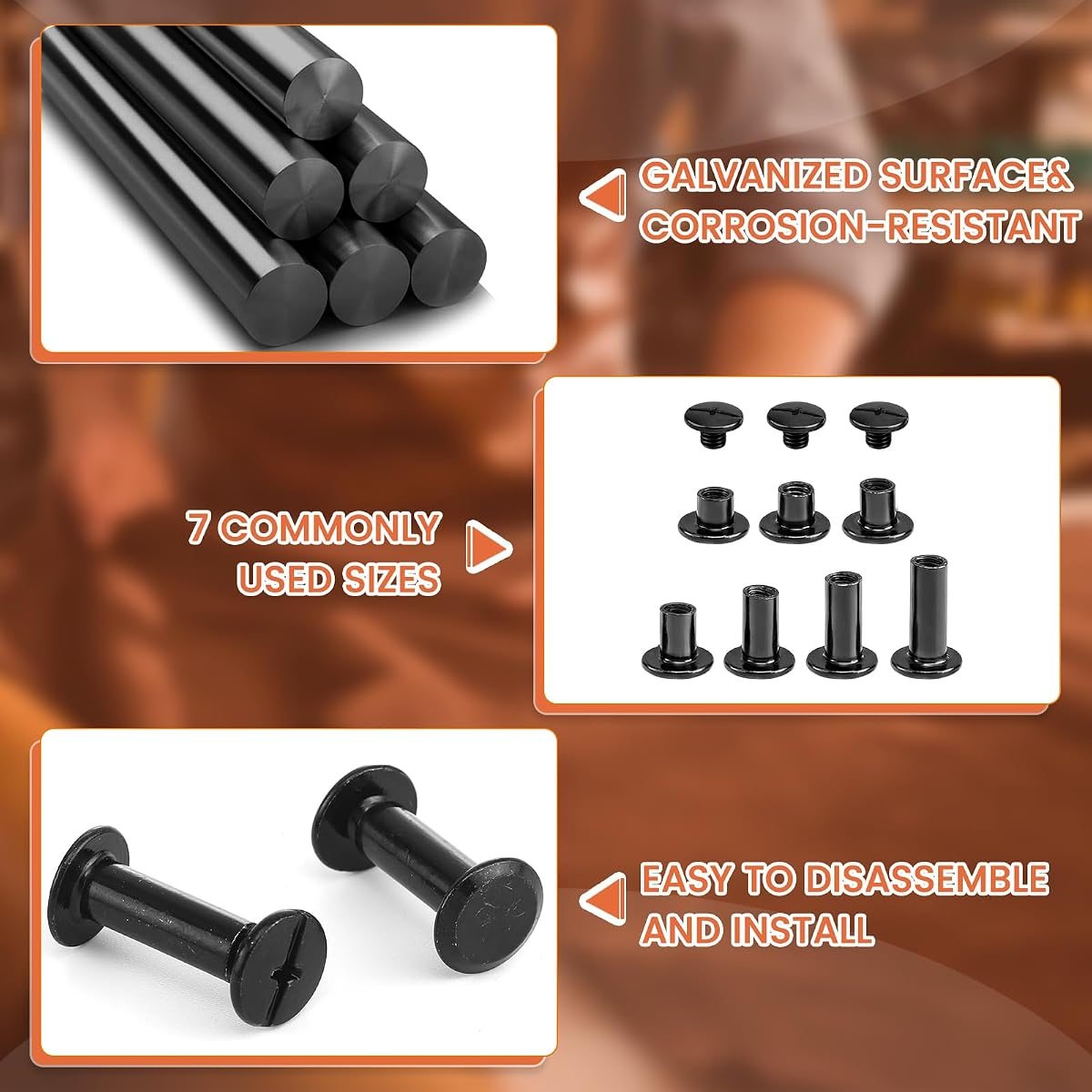 145 Sets Chicago Screws, Gunmetal Black, view 5