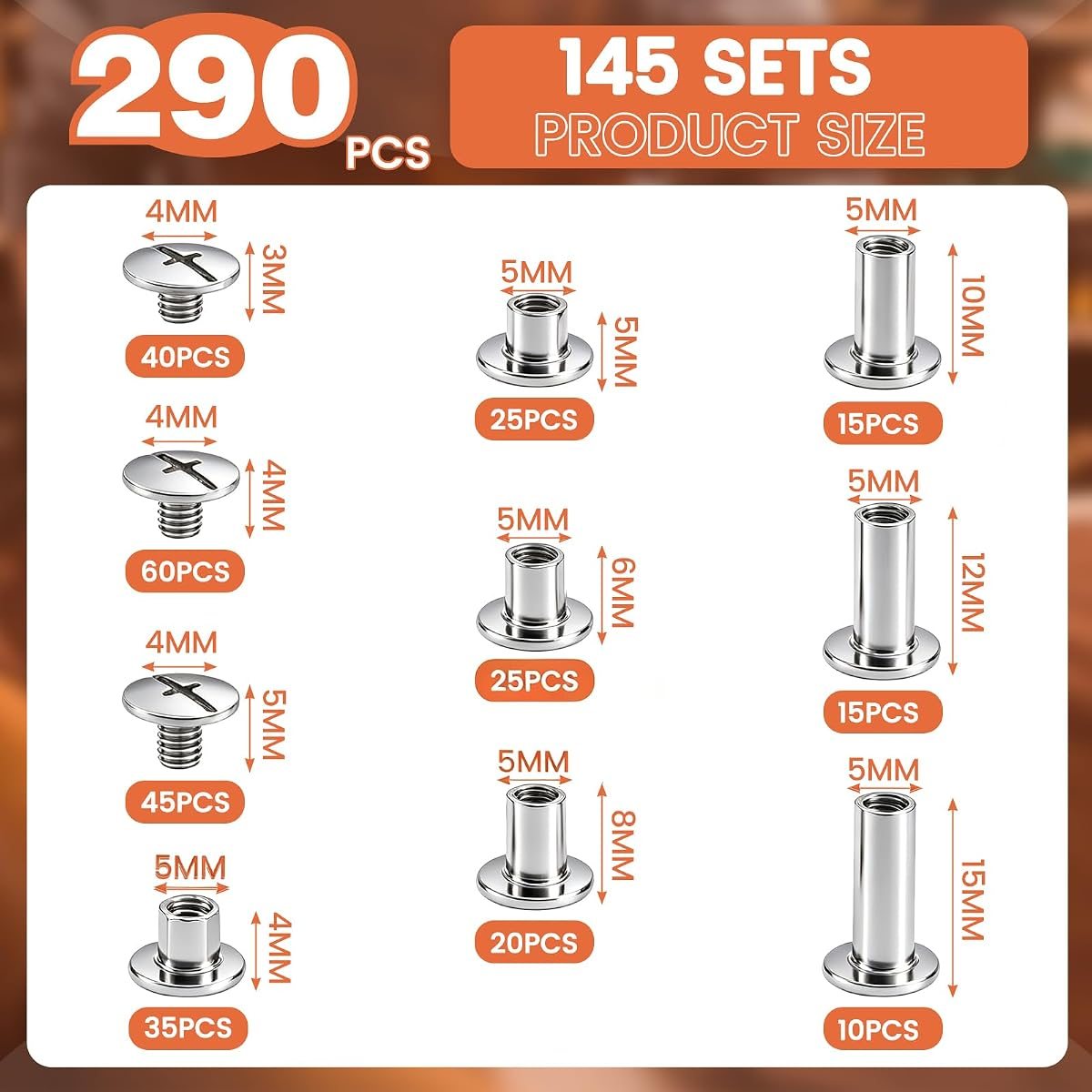 145 Sets Chicago Screws, Silver, view 2