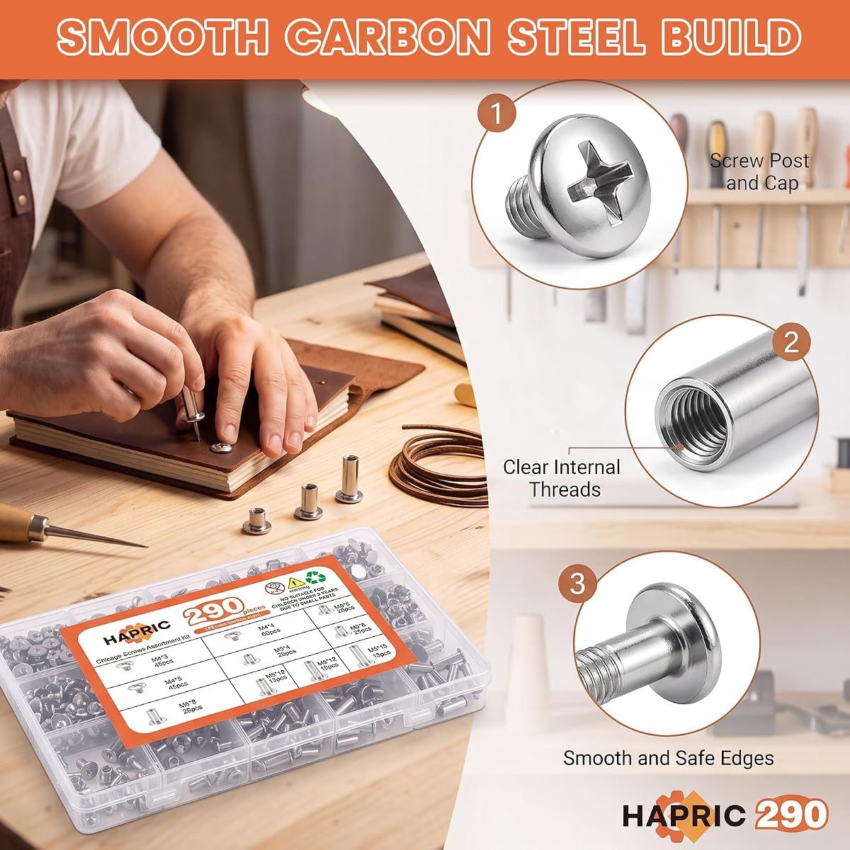 145 Sets Chicago Screws, Silver, view 3