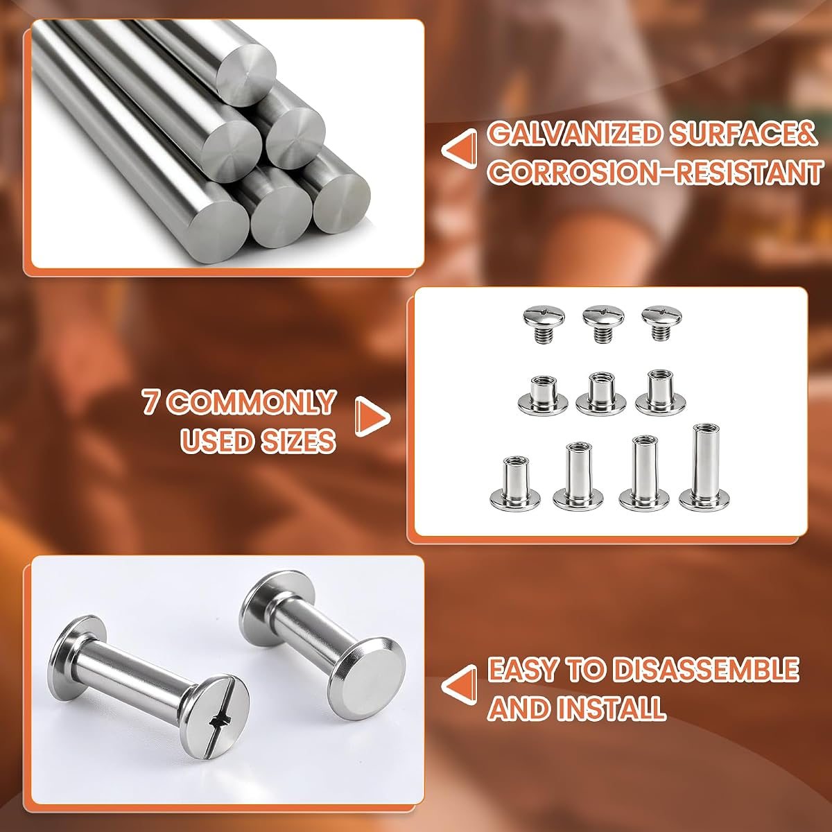 145 Sets Chicago Screws, Silver, view 4