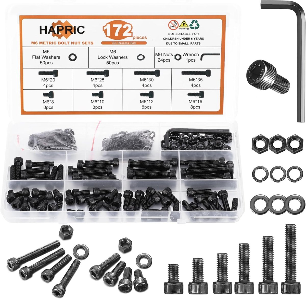 172-Piece M6 Bolt Kit by Hapric