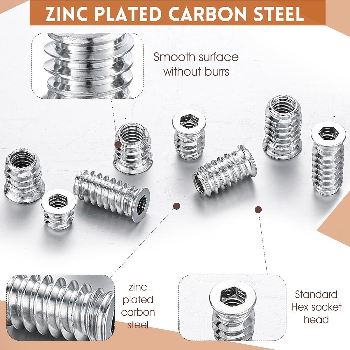 191-Piece Threaded Insert Kit for Wood, 10 Sizes, view 3