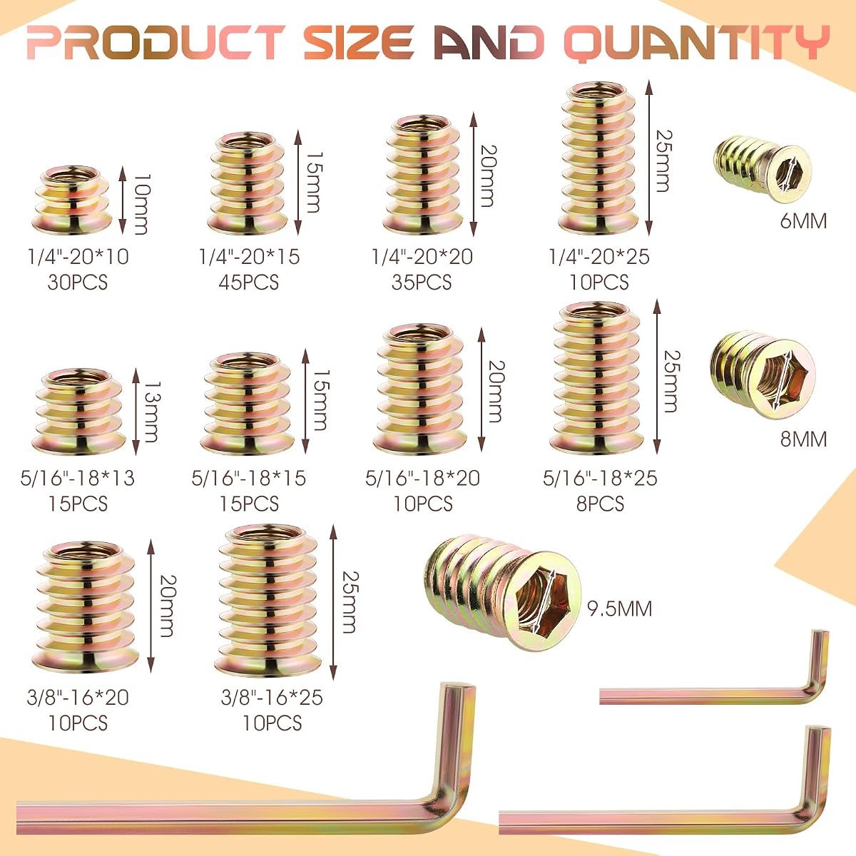 191-Piece Threaded Insert Kit with Hex Wrench, view 2
