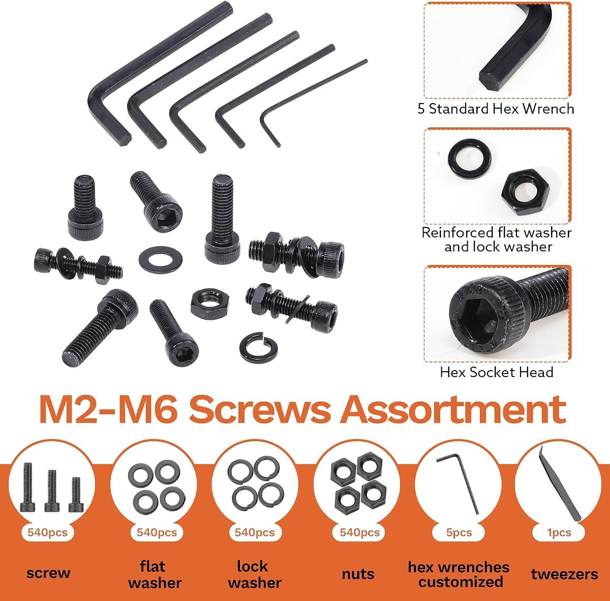 2,160-Piece Metric Screw Kit, M2 to M6, view 3