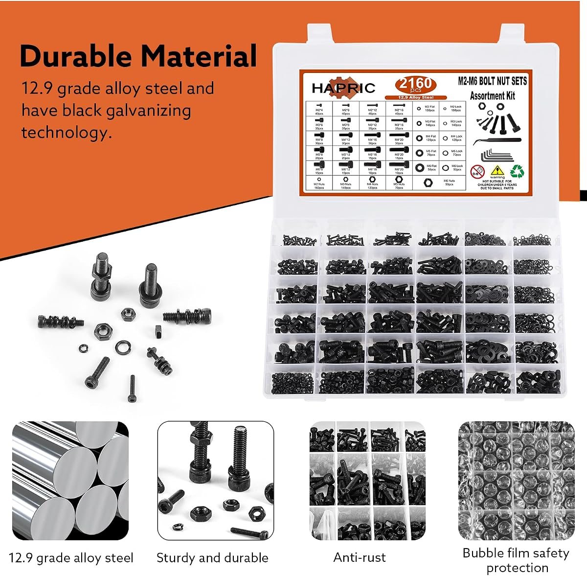 2,160-Piece Metric Screw Kit, M2 to M6, view 4