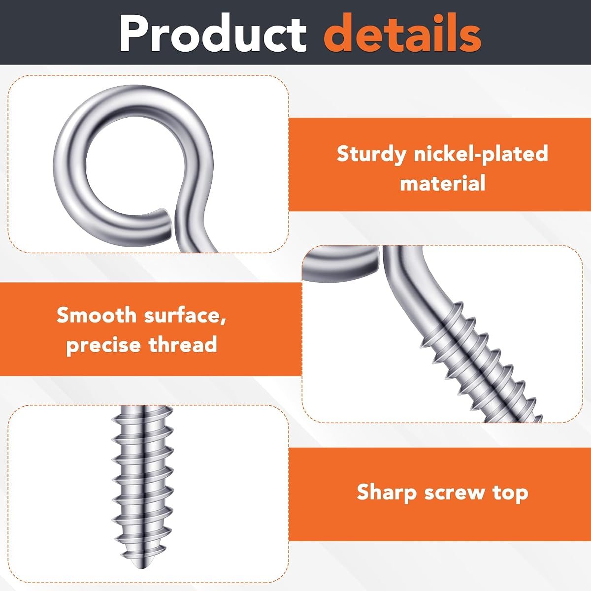 250-Piece Screw Eye Kit, 9 Sizes, view 4
