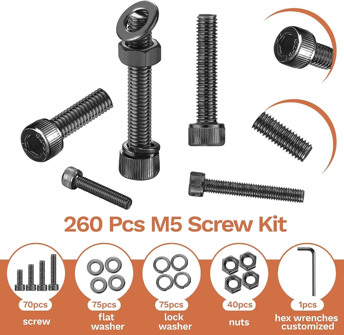 260-Piece M5 Screw Kit, view 3