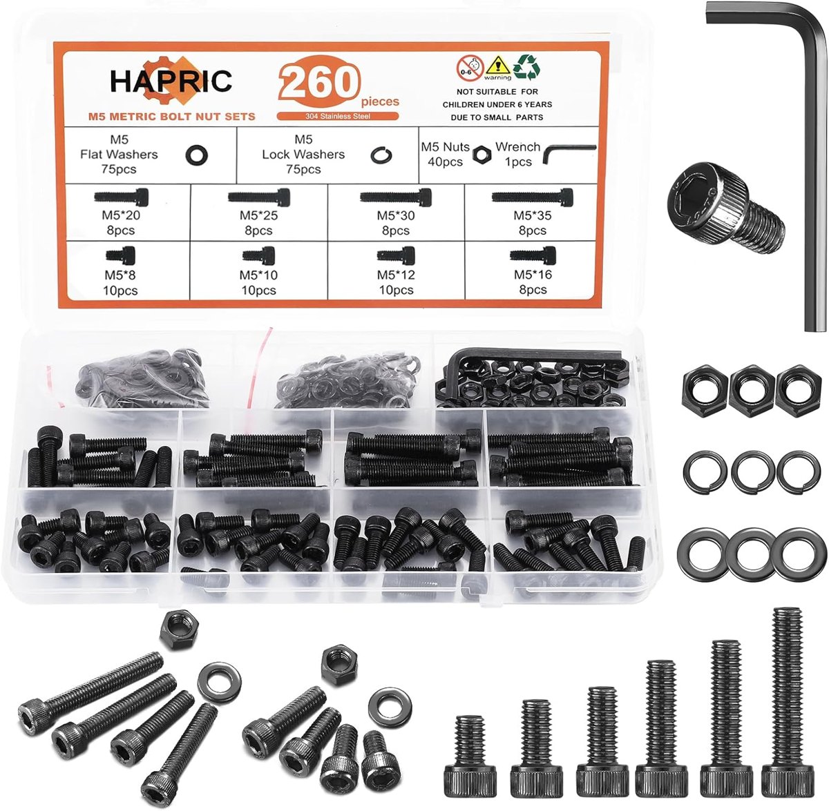 260-Piece M5 Screw Kit by Hapric