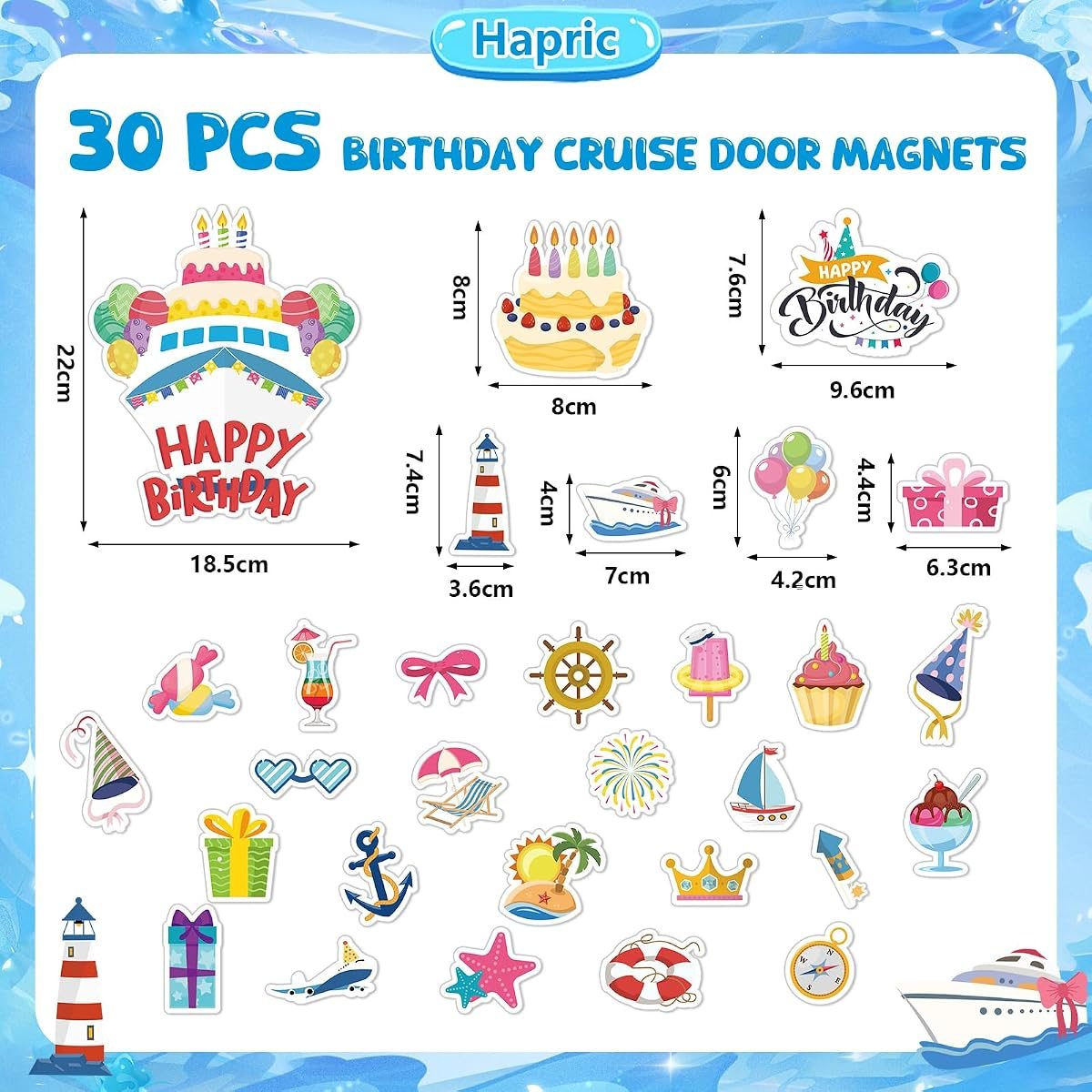 30-Piece Birthday Cruise Door Magnets, view 3
