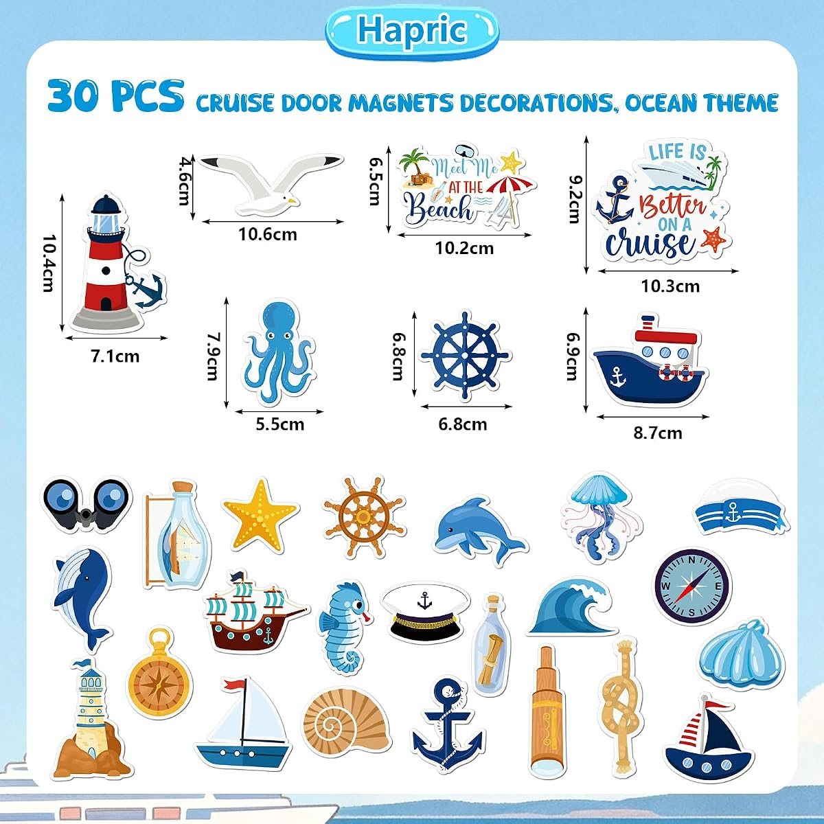 30-Piece Ocean Cruise Door Magnets, view 3