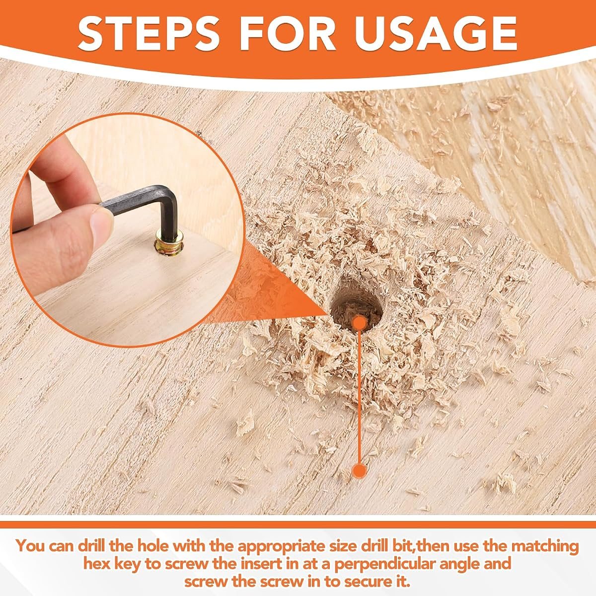 32 Sets Threaded Inserts for Wood Furniture, view 5