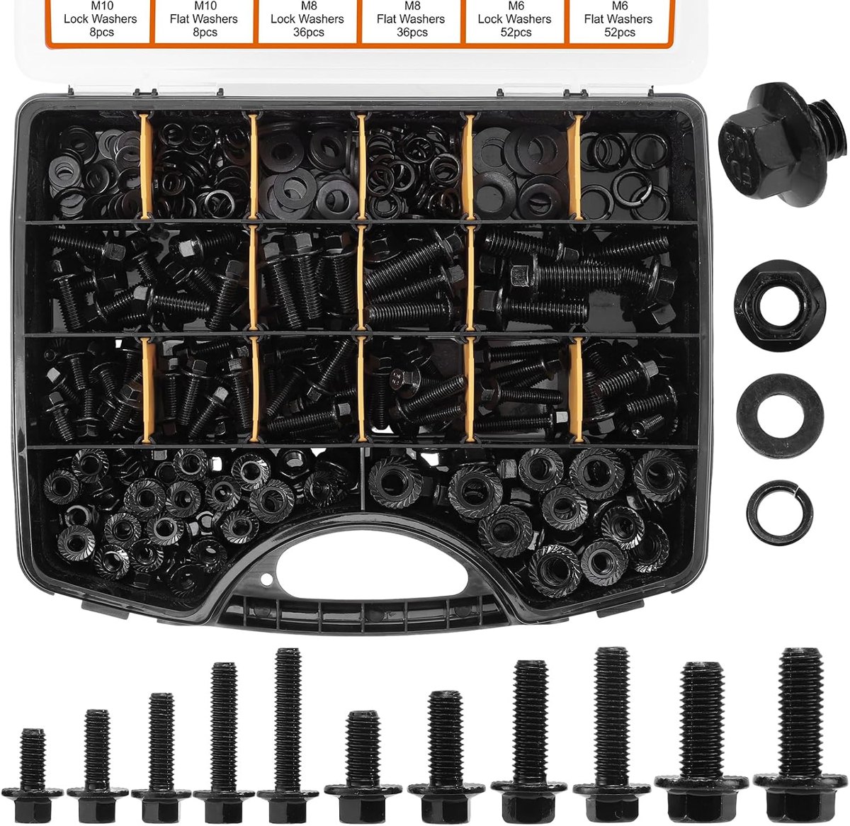 384-Piece Flange Bolt Kit, M6 M8 M10 by Hapric