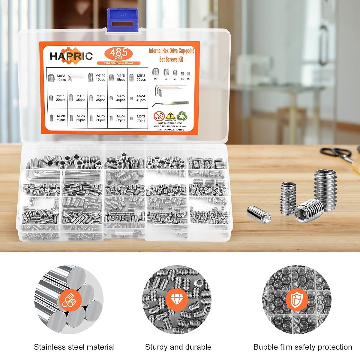 485-Piece 304 Stainless Set Screw Kit, view 3