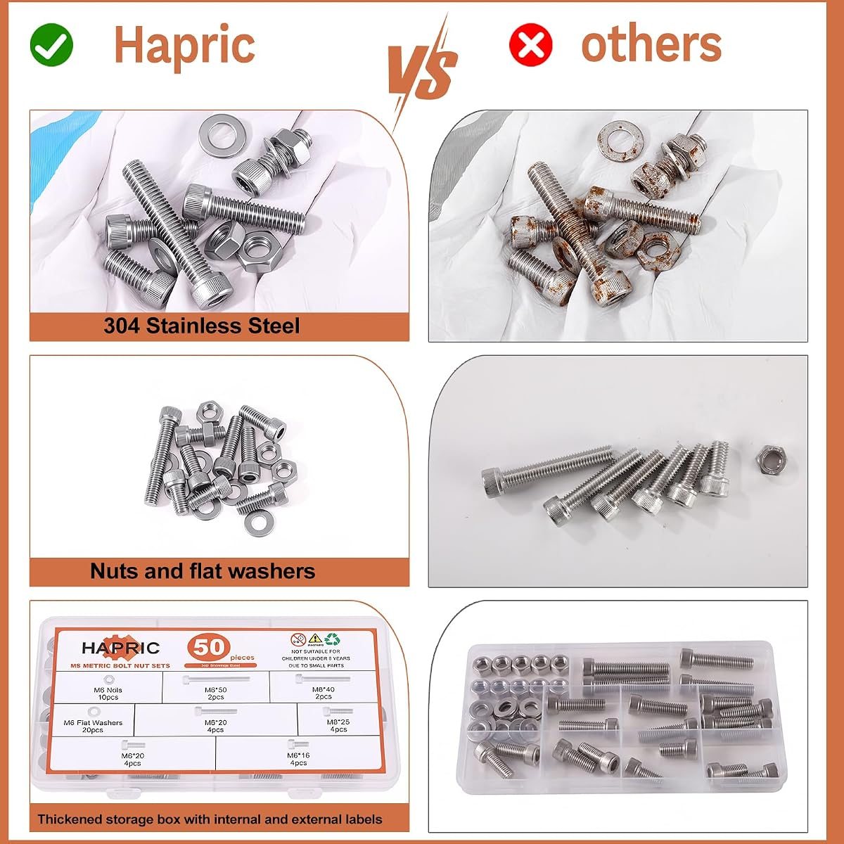 50-Piece M8 Stainless Bolt Kit, view 5