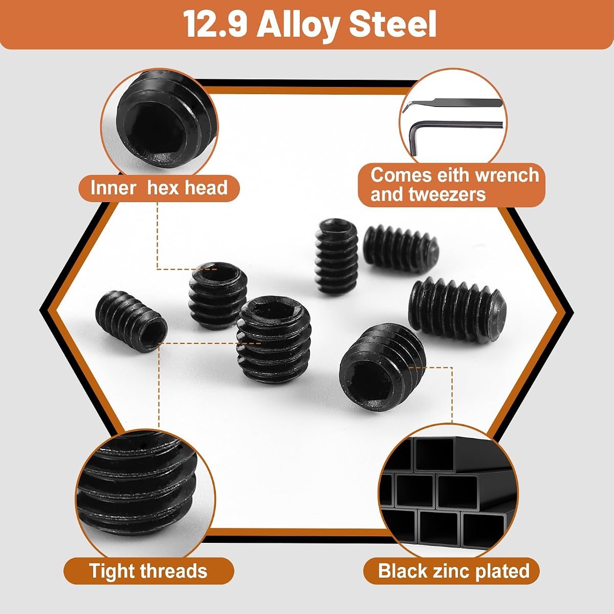 500-Piece Metric + SAE Set Screw Kit, 12.9, view 3