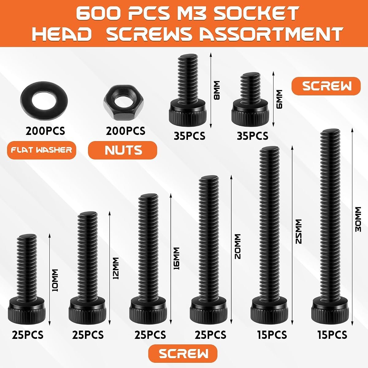 600-Piece M3 Screw Kit, view 2