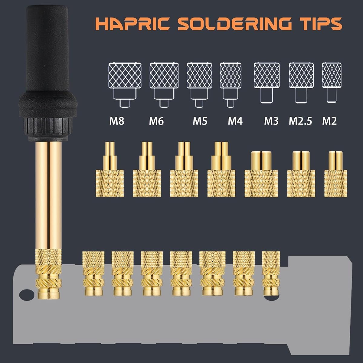 Heat-Set Insert Tips M2 to M8, 8 Pieces, view 2