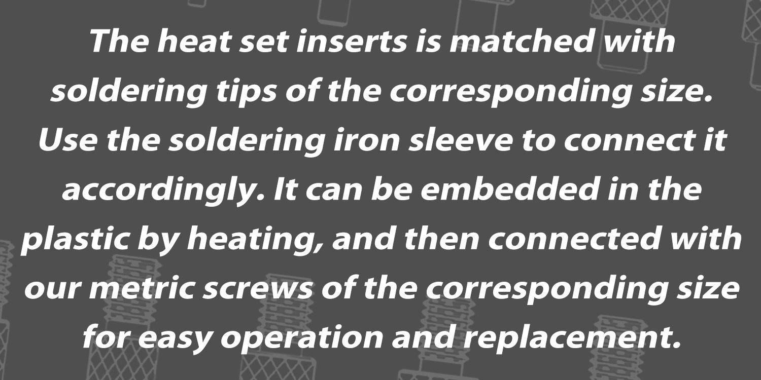 Hapric heat-set insert note: tips match insert sizes and fit a soldering iron sleeve